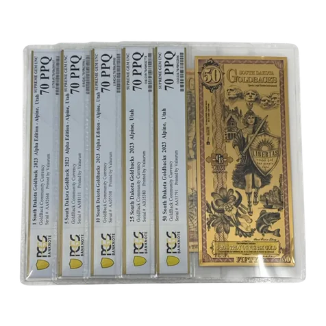 2023 Alpha South Dakota Goldback Note Set PCGS 70