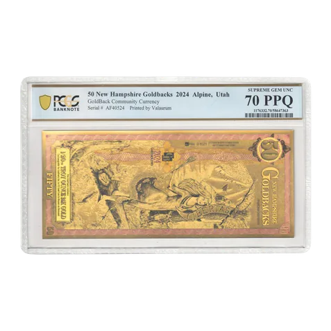 2024 New Hampshire $50 Goldback PCGS MS70