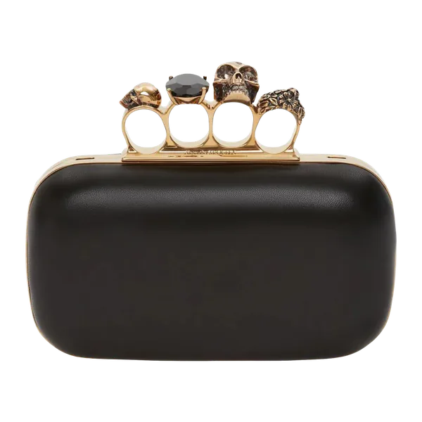 Alexander McQueen Leather Skull Four-Ring Clutch Bag