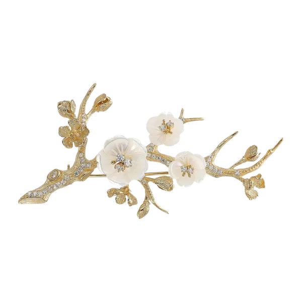 Anabela Chan Sakura Blossom Diamond Brooch 18kt 1.2ctw