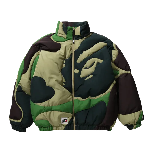 BAPE Mega ABC Camo Detachable Hoodie Puffer Down Jacket Green