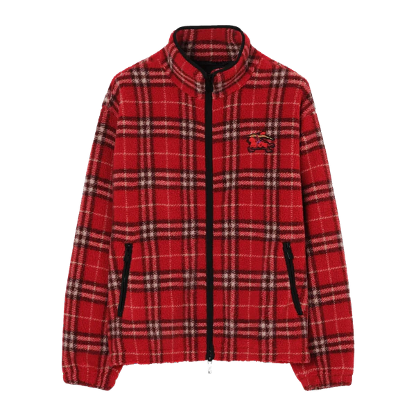 Burberry Check Funnel-neck Fleece Jacket