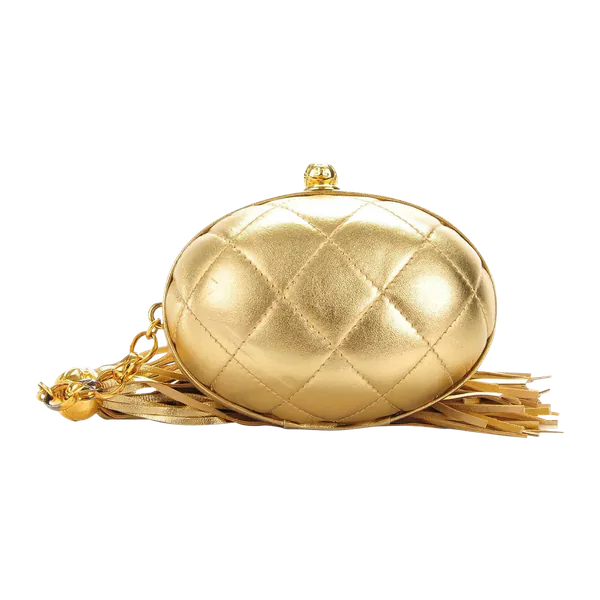 Chanel Vintage Metallic Gold Egg Minauderè Clutch