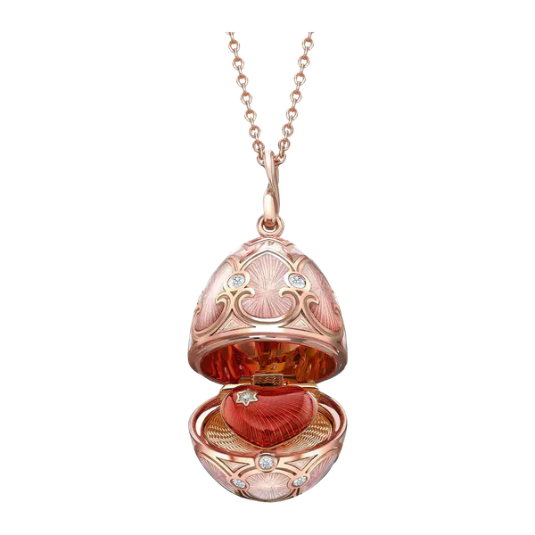 Faberge Guilloche Enamel Heart Surprise Locket