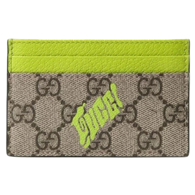 Gucci Icon Fun Monogram Card Holder Beige Green