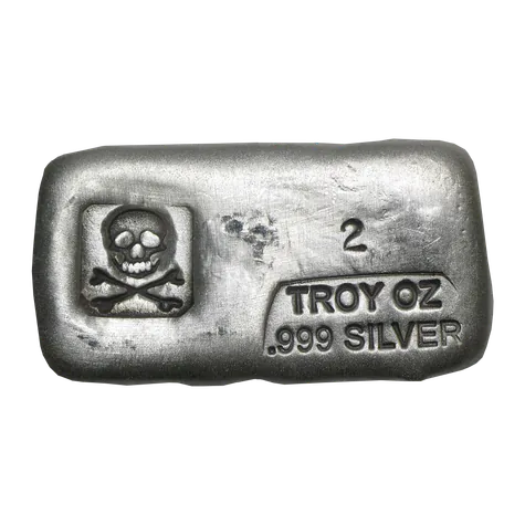 Apmex Hand-Poured Silver Bar - "Skull & Bones"