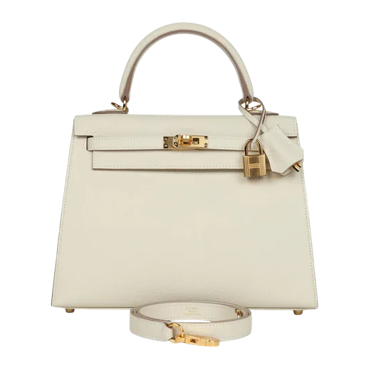 Hermes Kelly 25 Craie Epsom Gold Hardware