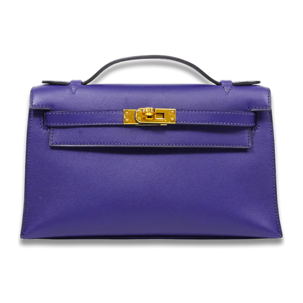 Hermes Kelly Pochette Bleu Saphir Swift