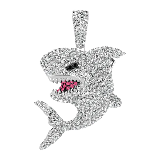 Icebox Shark Diamond Pendant 14k White Gold 2.75ctw