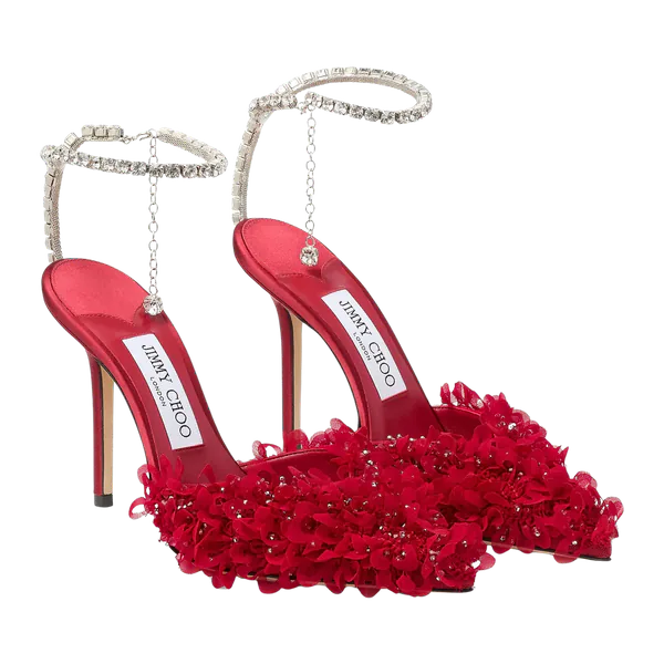 Jimmy Choo 100mm Saeda Crystal-embellished Floral Pumps