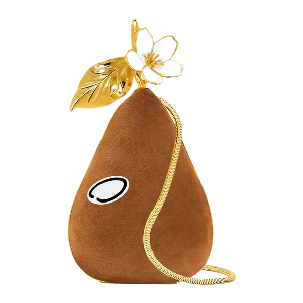 Oscar de la Renta Pear Minaudière in Suede Clutch Bag