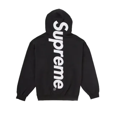 Supreme Satin Applique Hooded Sweatshirt FW24 Black